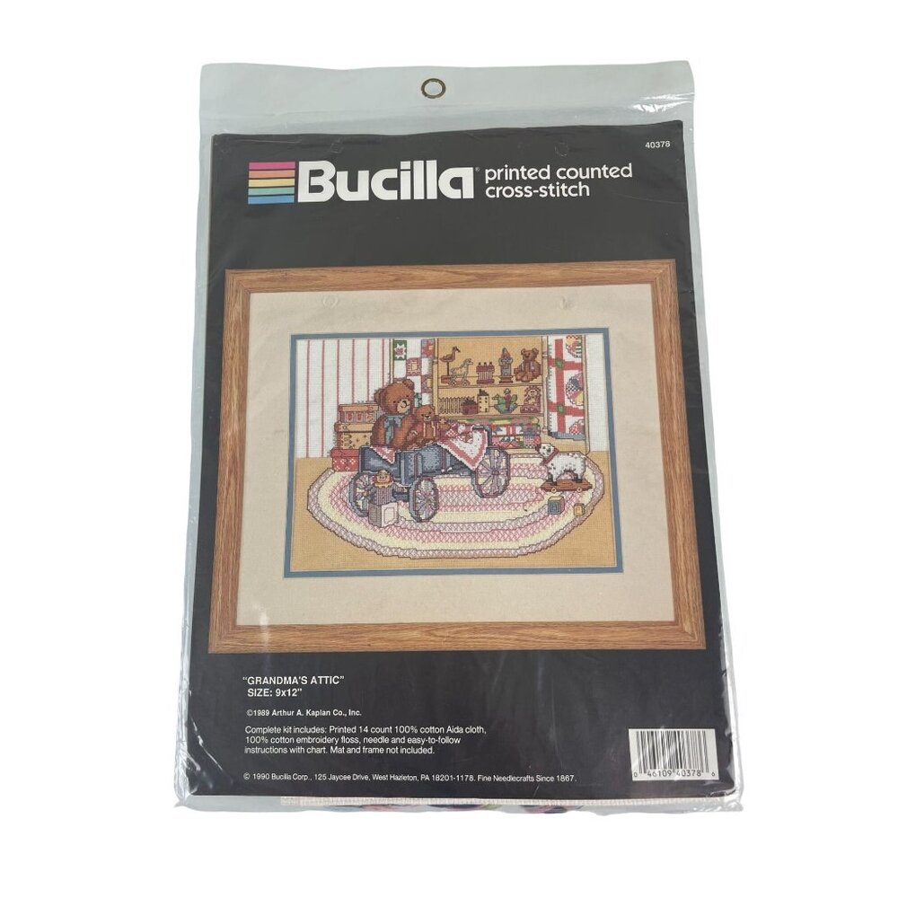 Vintage Sealed 1990 Bucilla Printed Counted Cross Stitch Kit Grandma's Attic